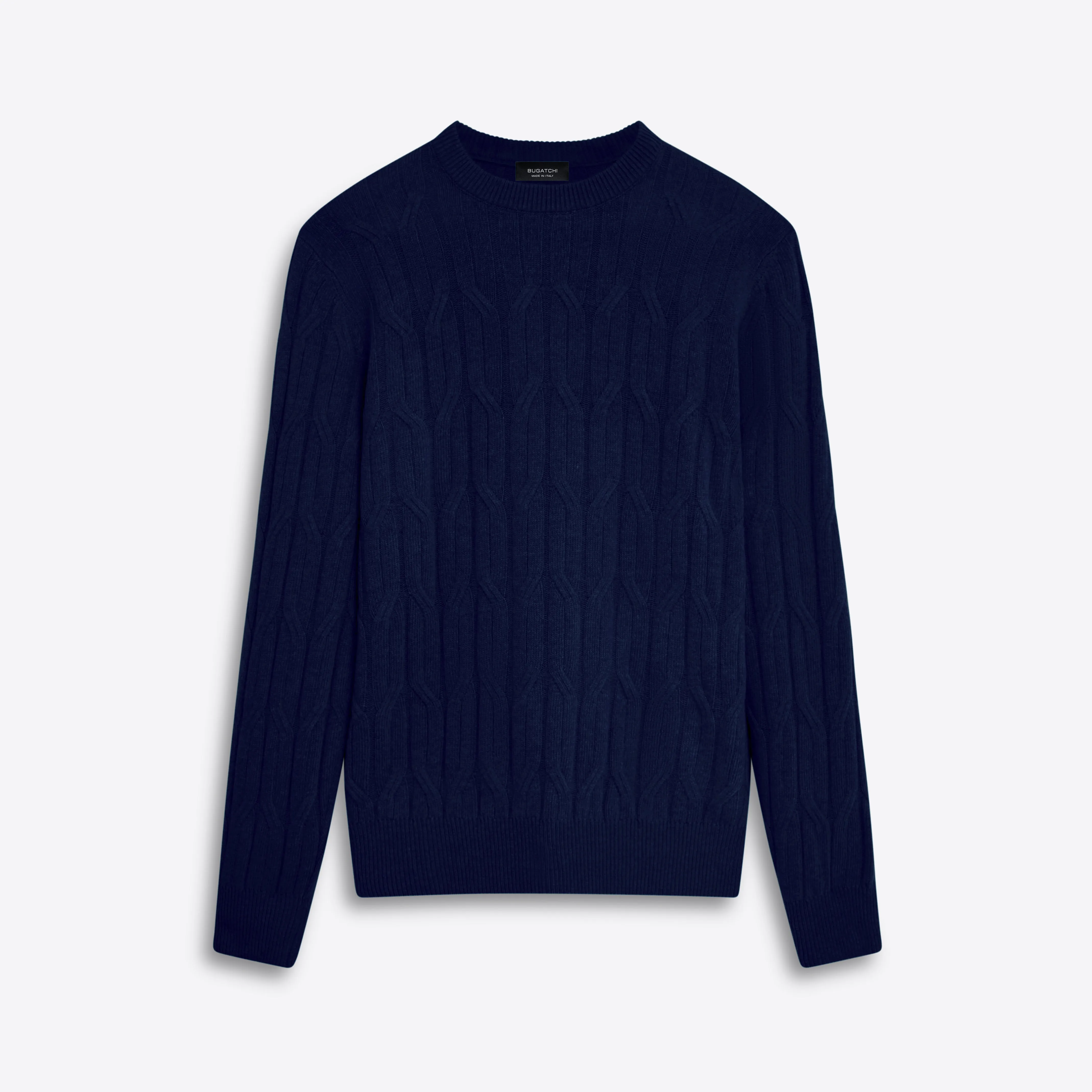 Crew Neck Cable Jacquard Sweater