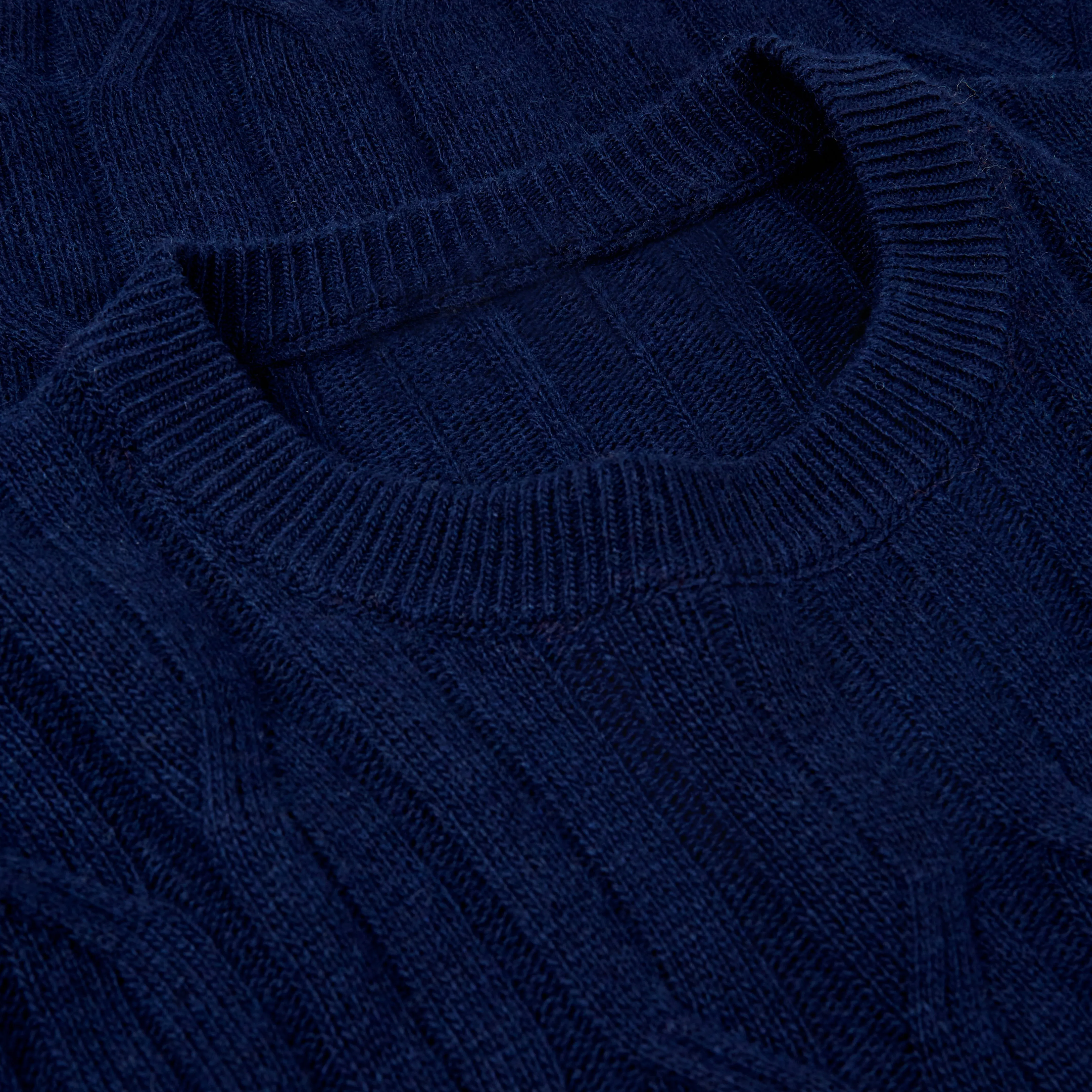 Crew Neck Cable Jacquard Sweater