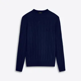 Crew Neck Cable Jacquard Sweater