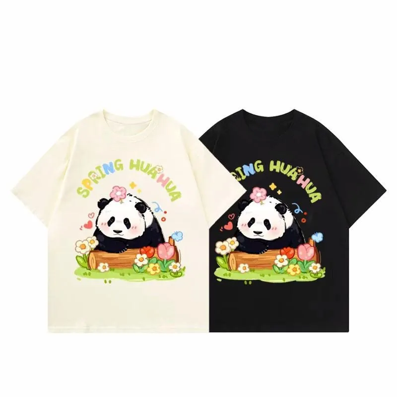 Cute Animal Lover T Shirt Kawaii Floral Panda Tee