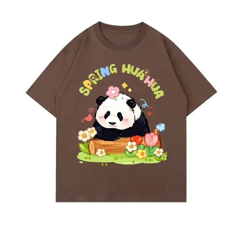 Cute Animal Lover T Shirt Kawaii Floral Panda Tee