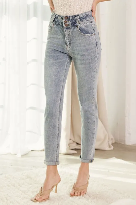 Dallas Mom Fit Skinny Denim