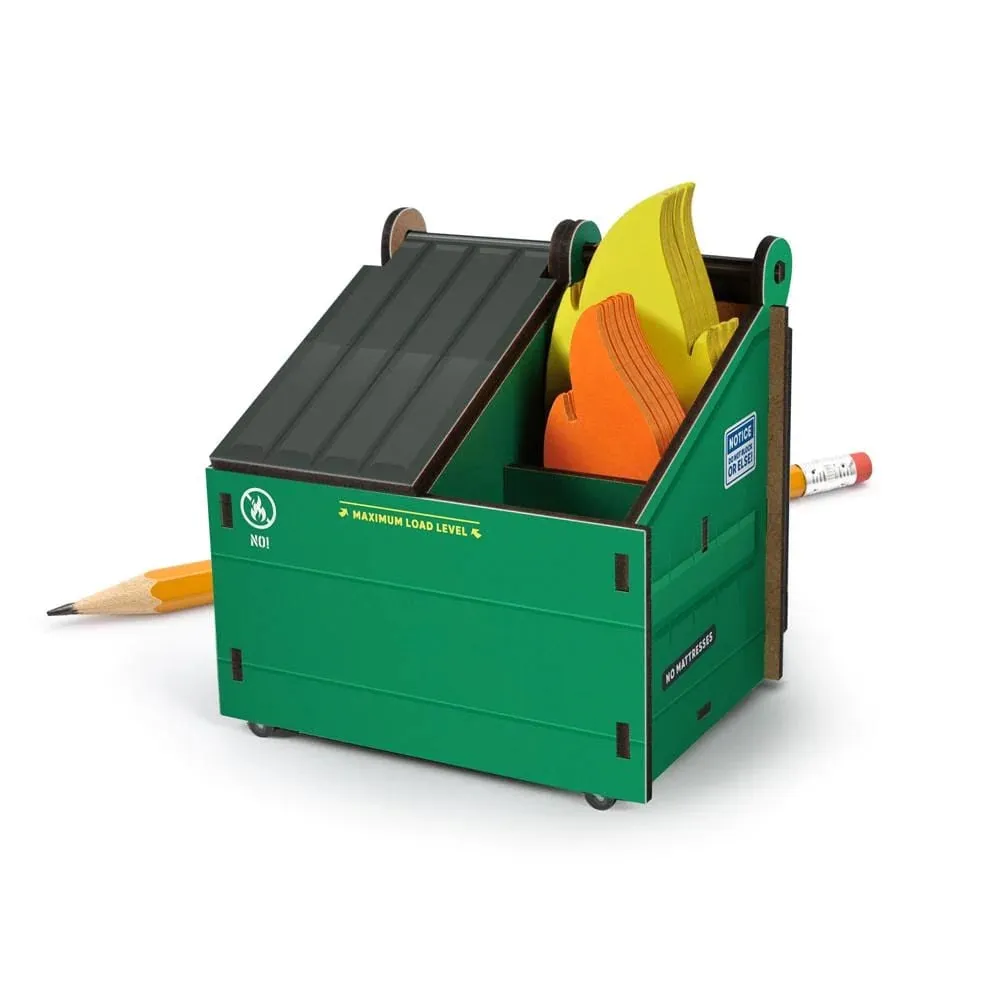 Desk Dumpster Pencil Holder with Note Cards