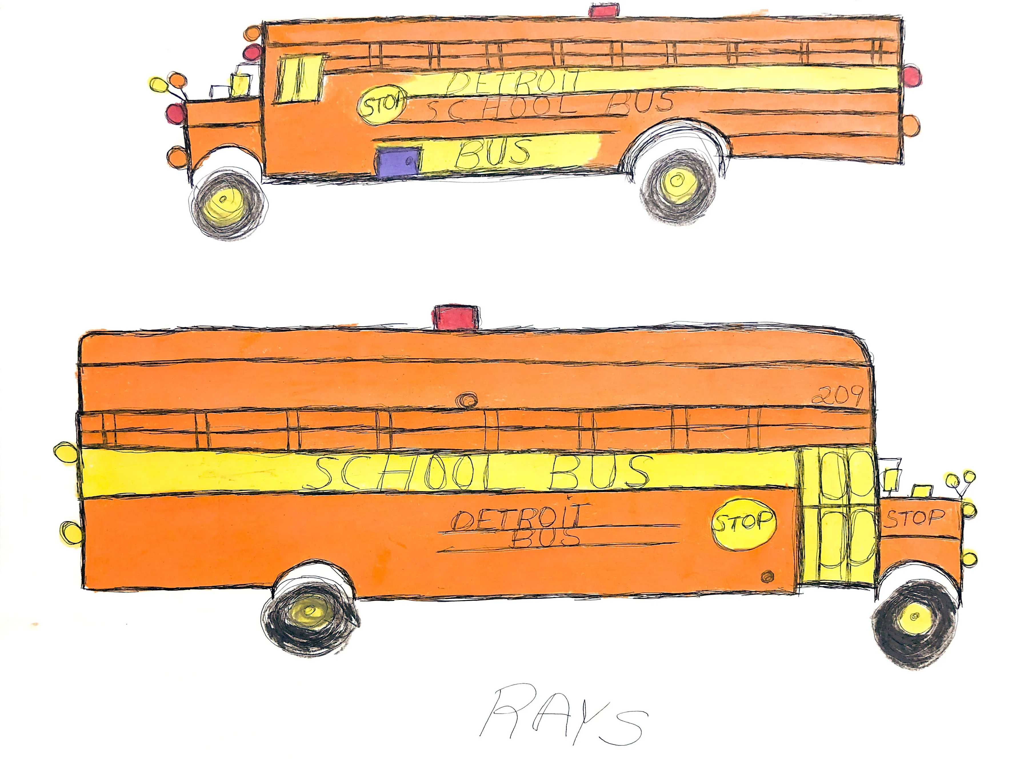 Detroit School Buses, Drawing