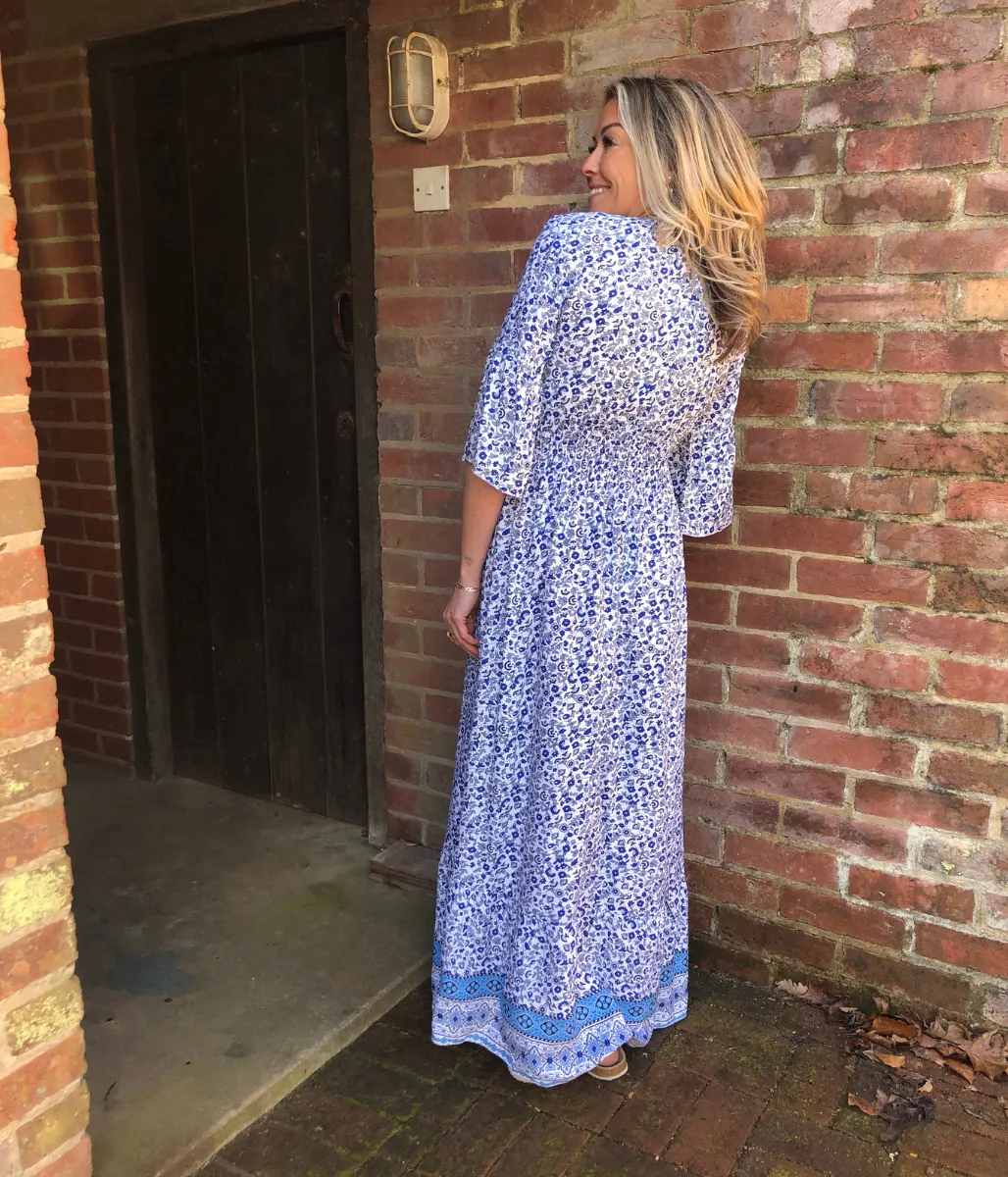 Ditsy Floral Shirred Waist Maxi Dress