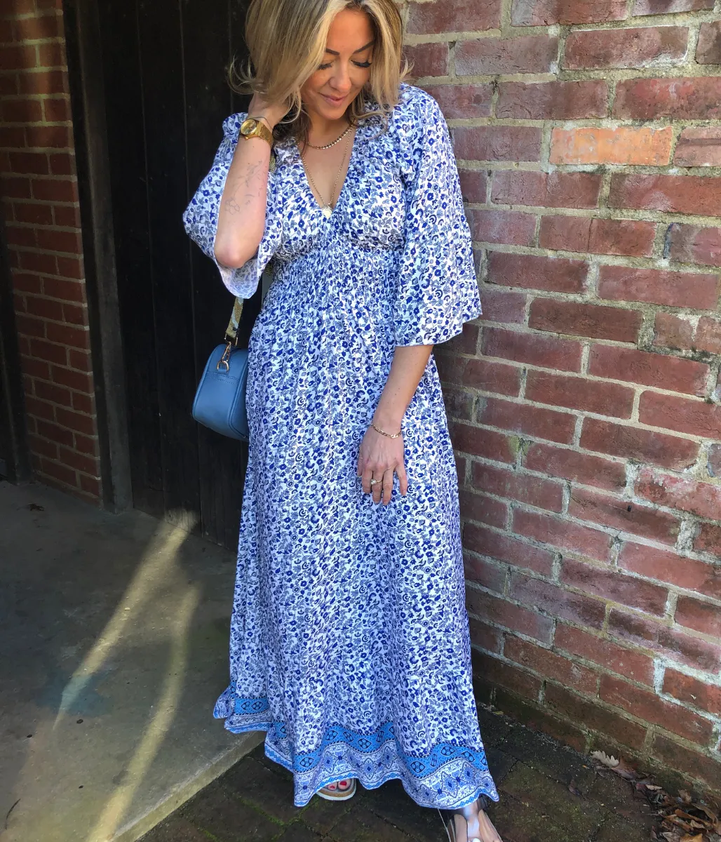 Ditsy Floral Shirred Waist Maxi Dress