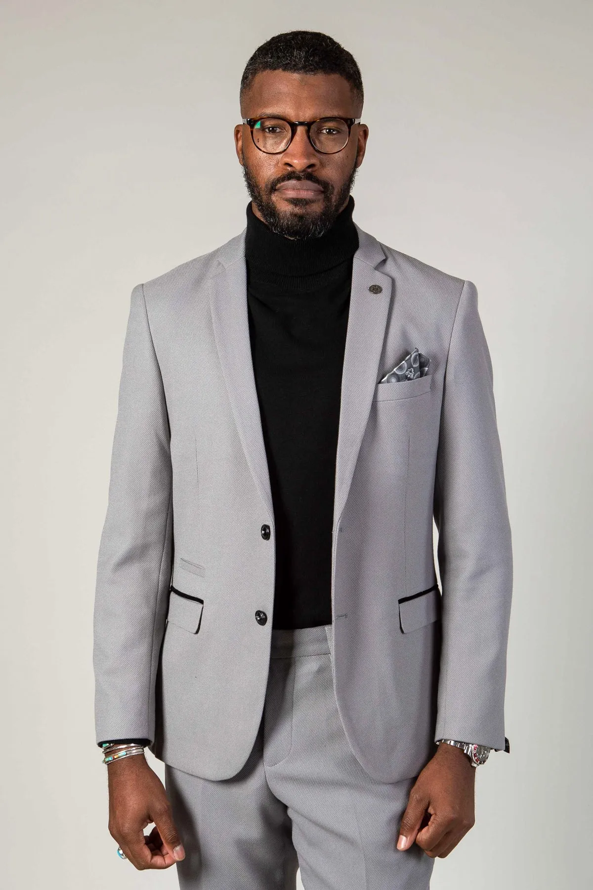 EDWIN - Silver Grey Notch Lapel Two Piece Suit