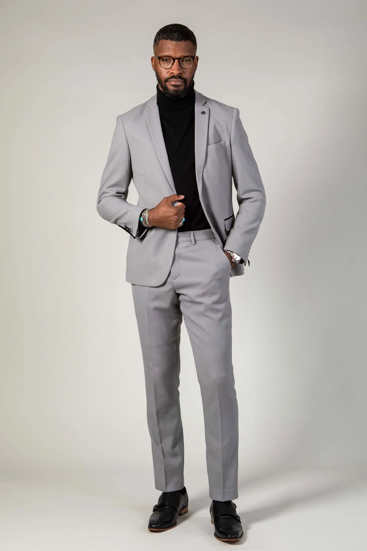 EDWIN - Silver Grey Notch Lapel Two Piece Suit