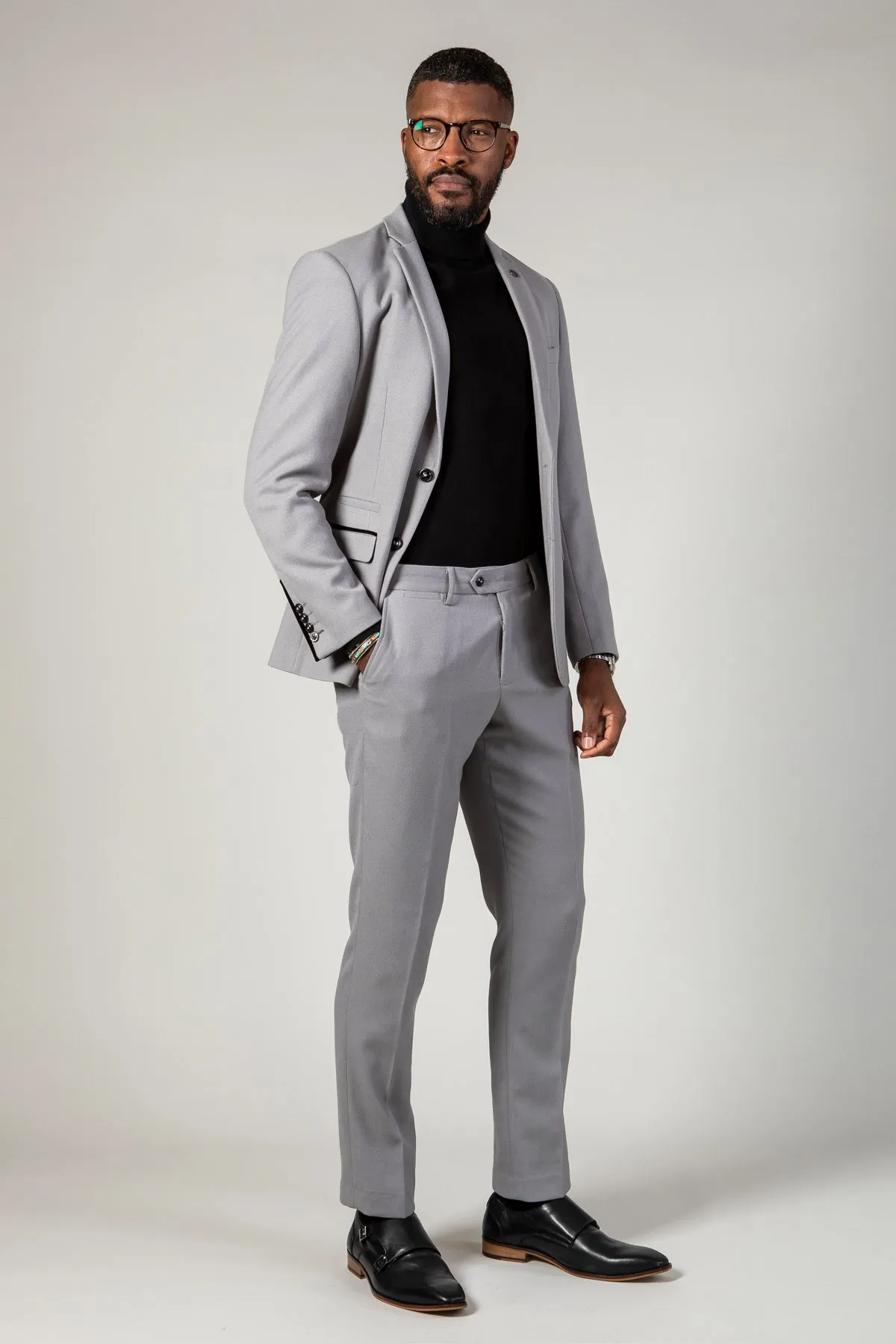 EDWIN - Silver Grey Notch Lapel Two Piece Suit