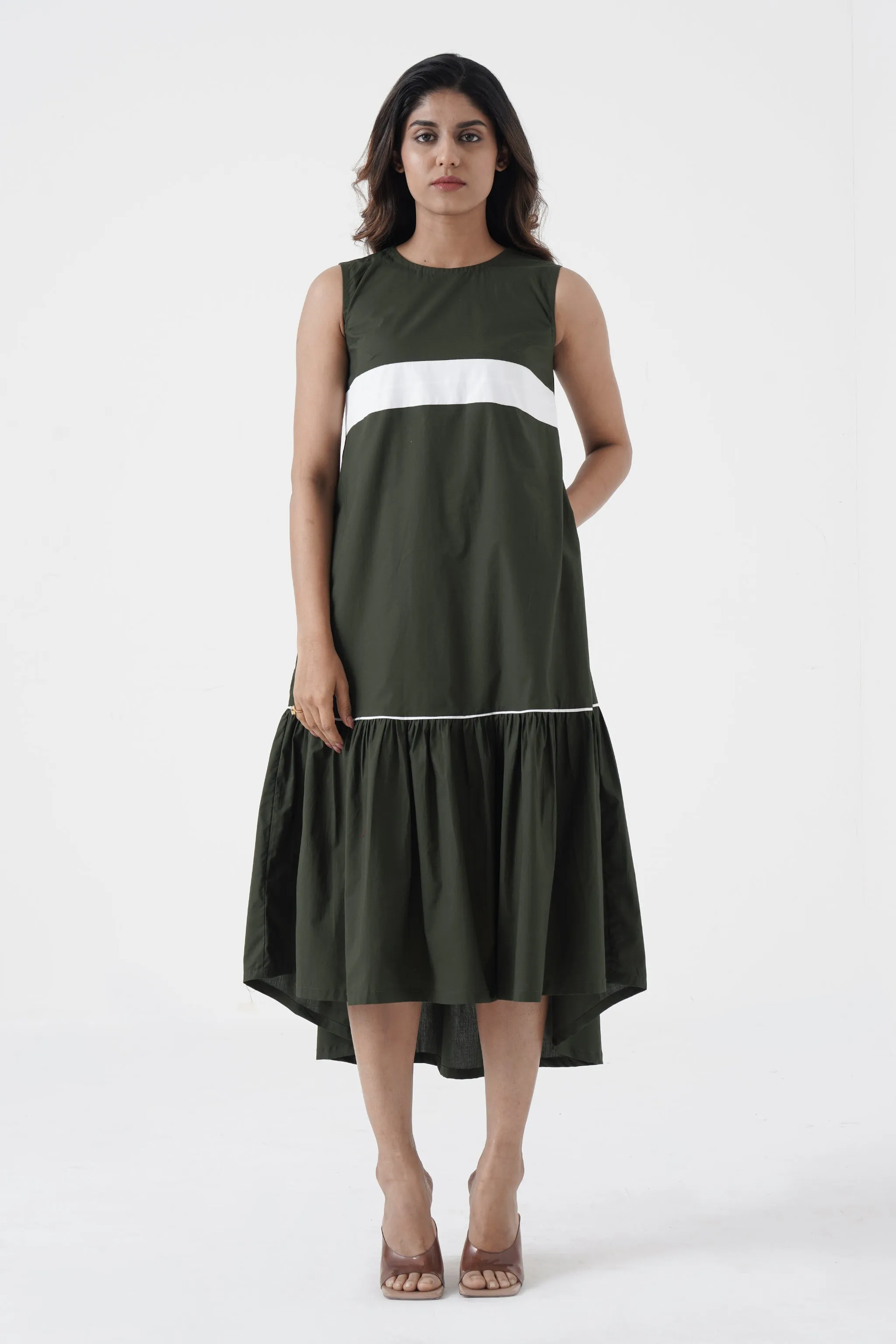 Eurythmic - White patti on chest dress - Green