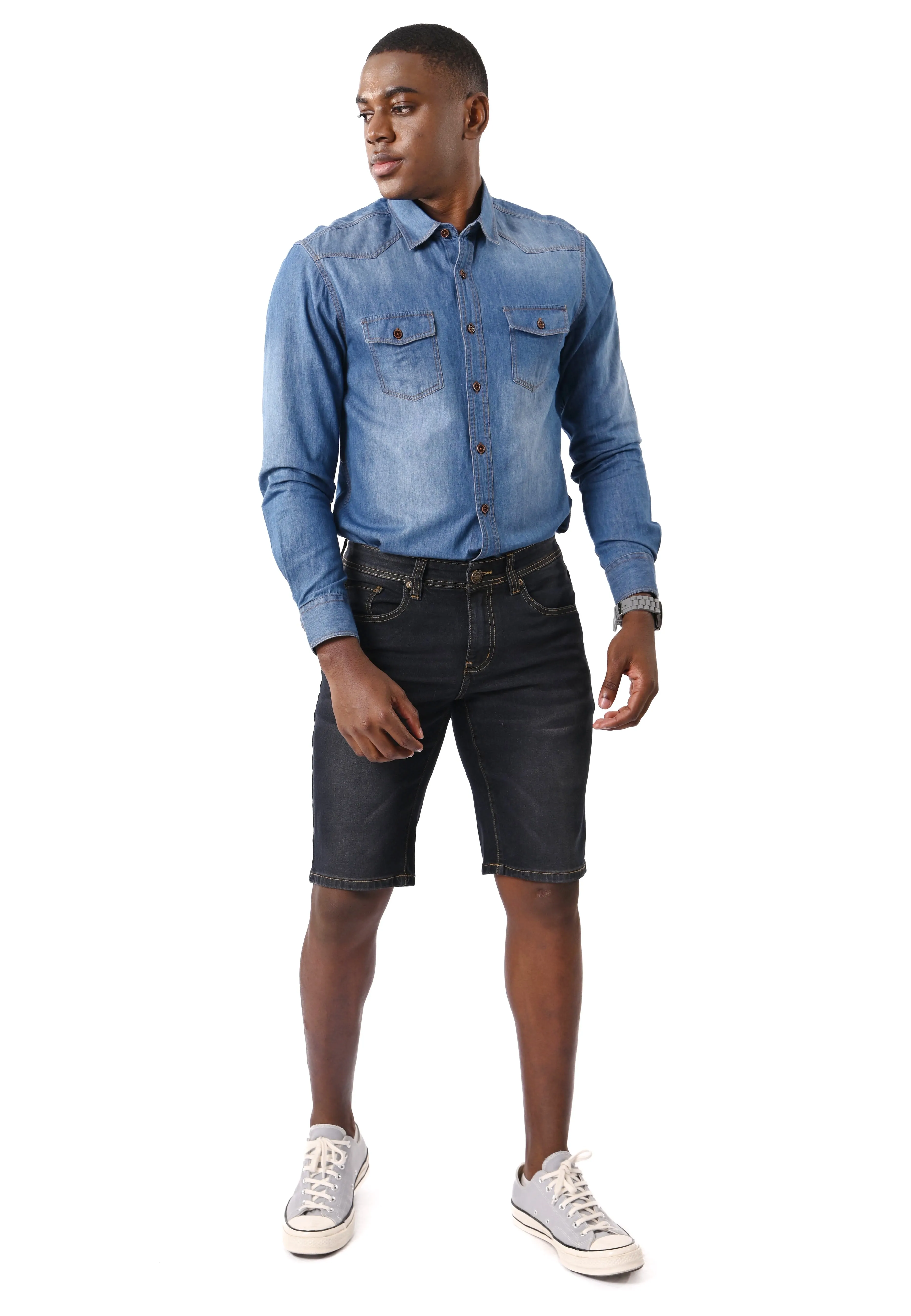 EXHAUST Stretchable Jeans Short Pants [Slim Fit] 1360