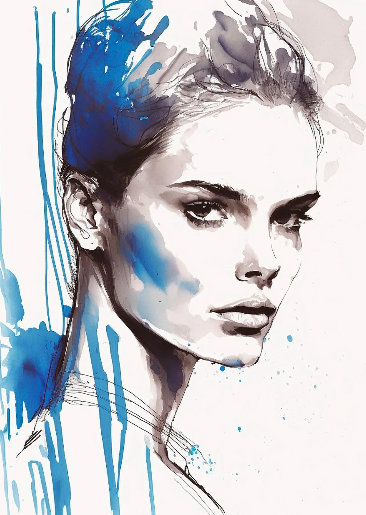 Fashion Portrait Sketch Wall Art Print #6