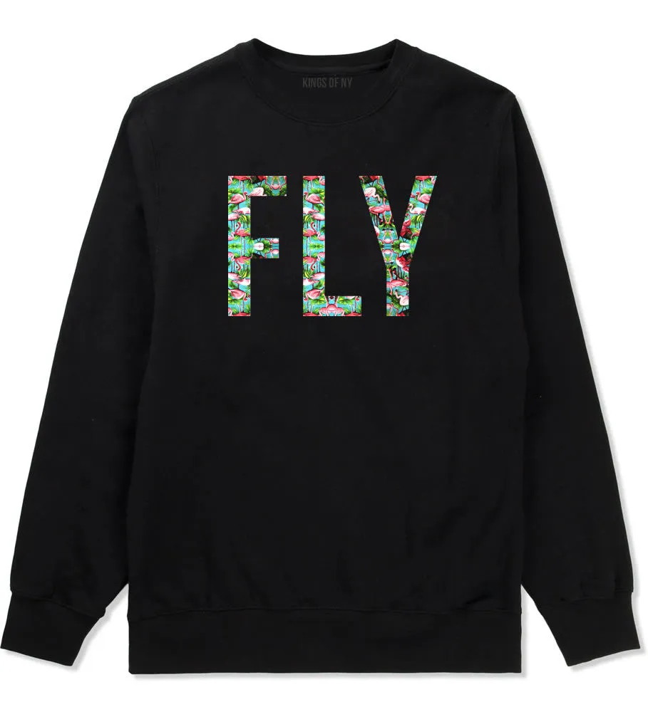 FLY Flamingo Print Summer Boys Kids Crewneck Sweatshirt