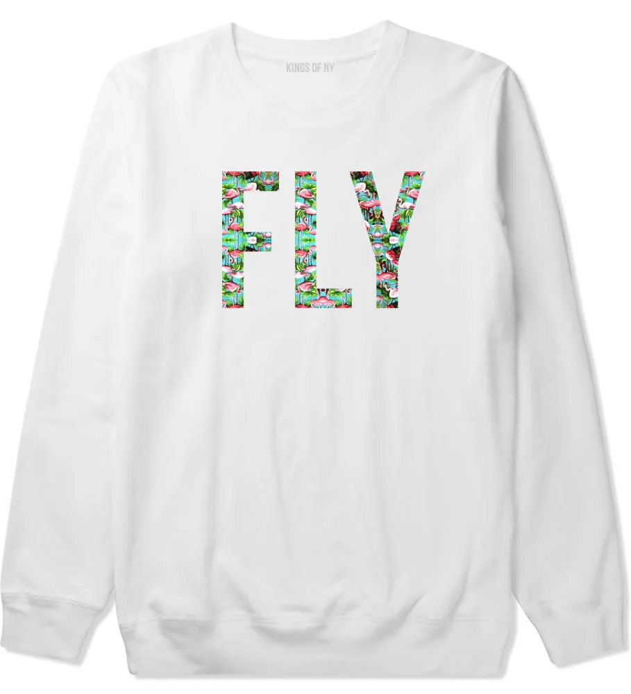 FLY Flamingo Print Summer Boys Kids Crewneck Sweatshirt