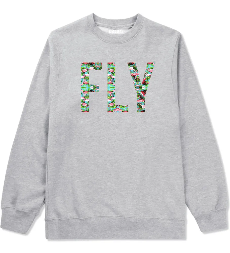 FLY Flamingo Print Summer Boys Kids Crewneck Sweatshirt