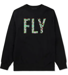 FLY Flamingo Print Summer Boys Kids Crewneck Sweatshirt