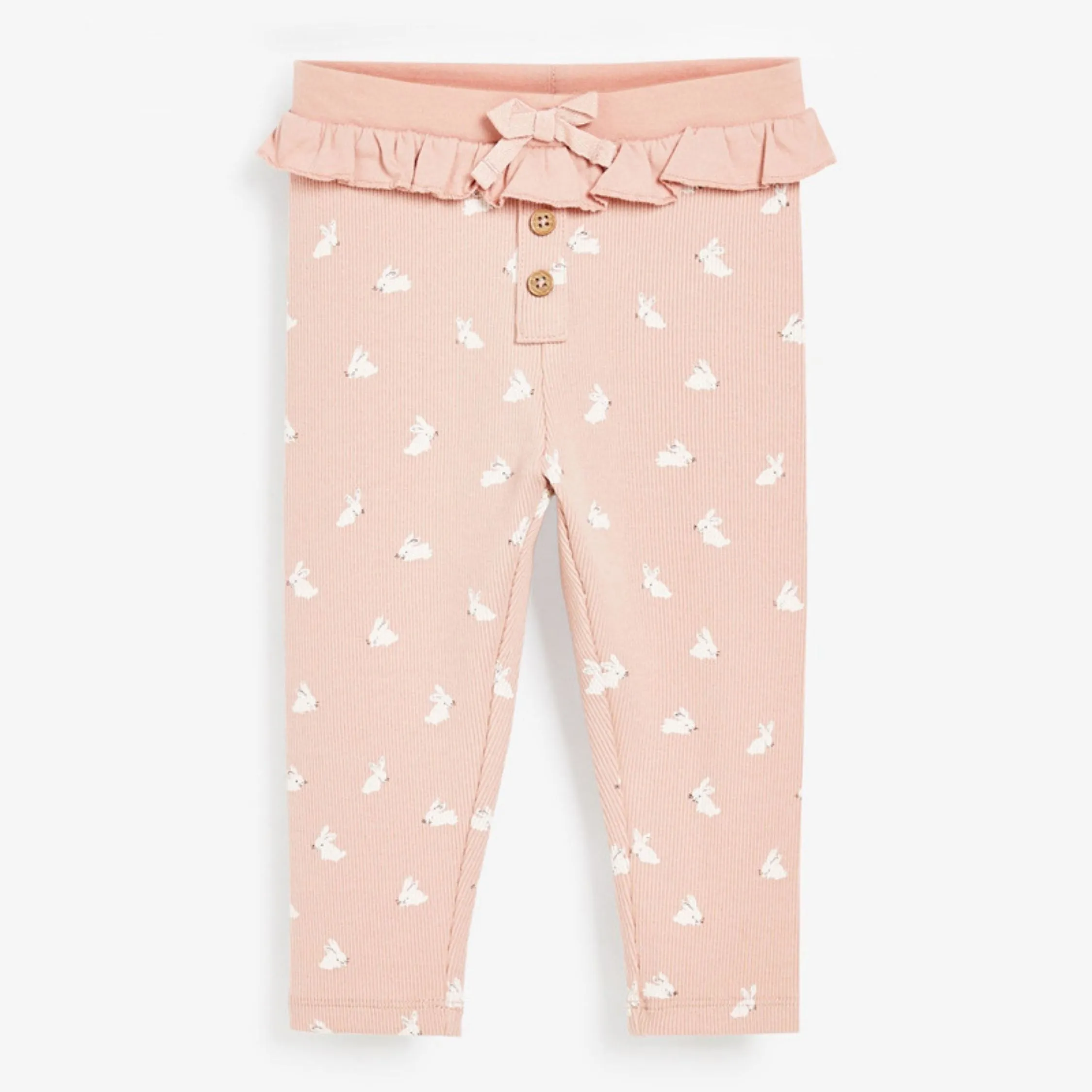 Full Sleeve Cute Bunnies Theme T-Shirt & Trouser Girls 2 Piece Outfit Set, Pink