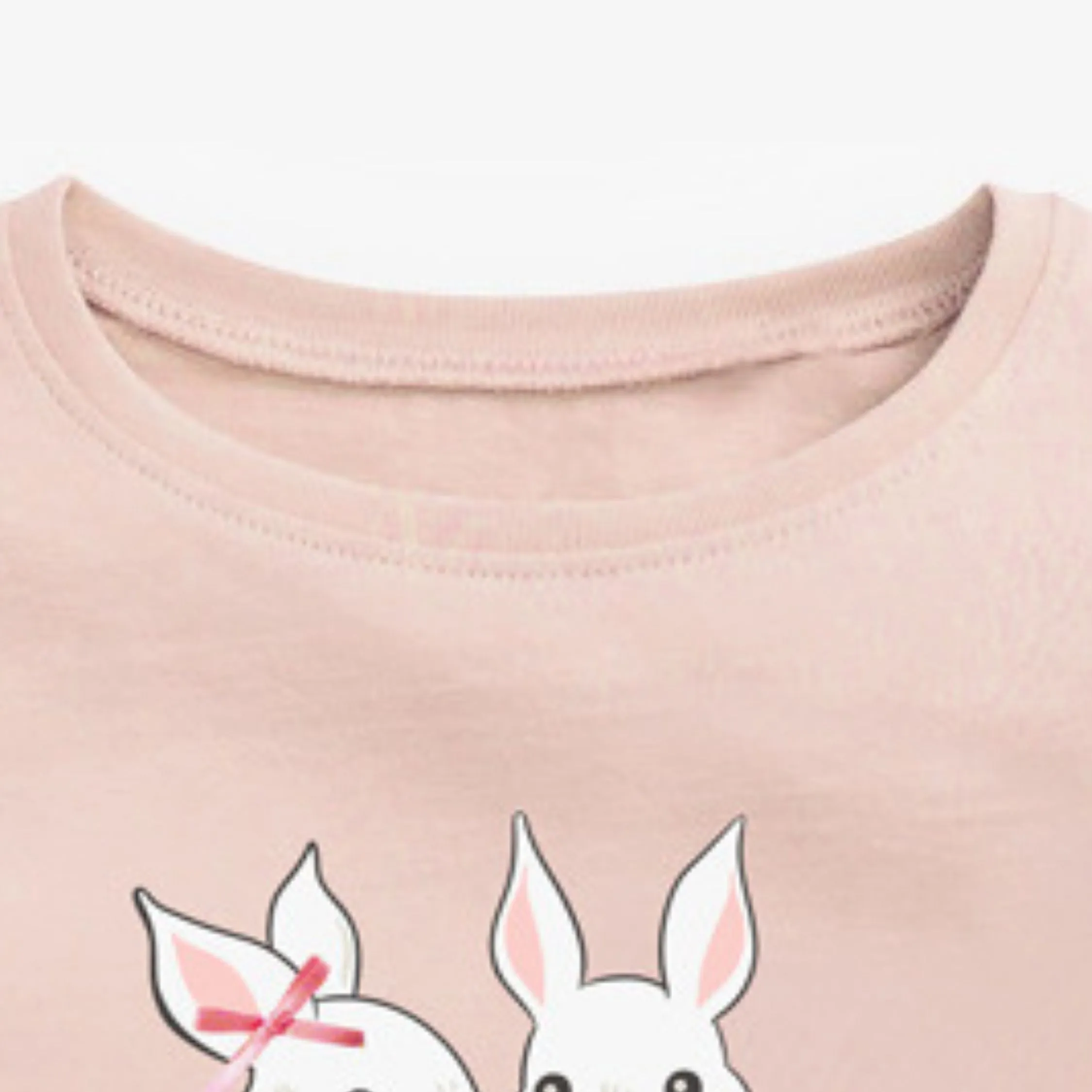 Full Sleeve Cute Bunnies Theme T-Shirt & Trouser Girls 2 Piece Outfit Set, Pink