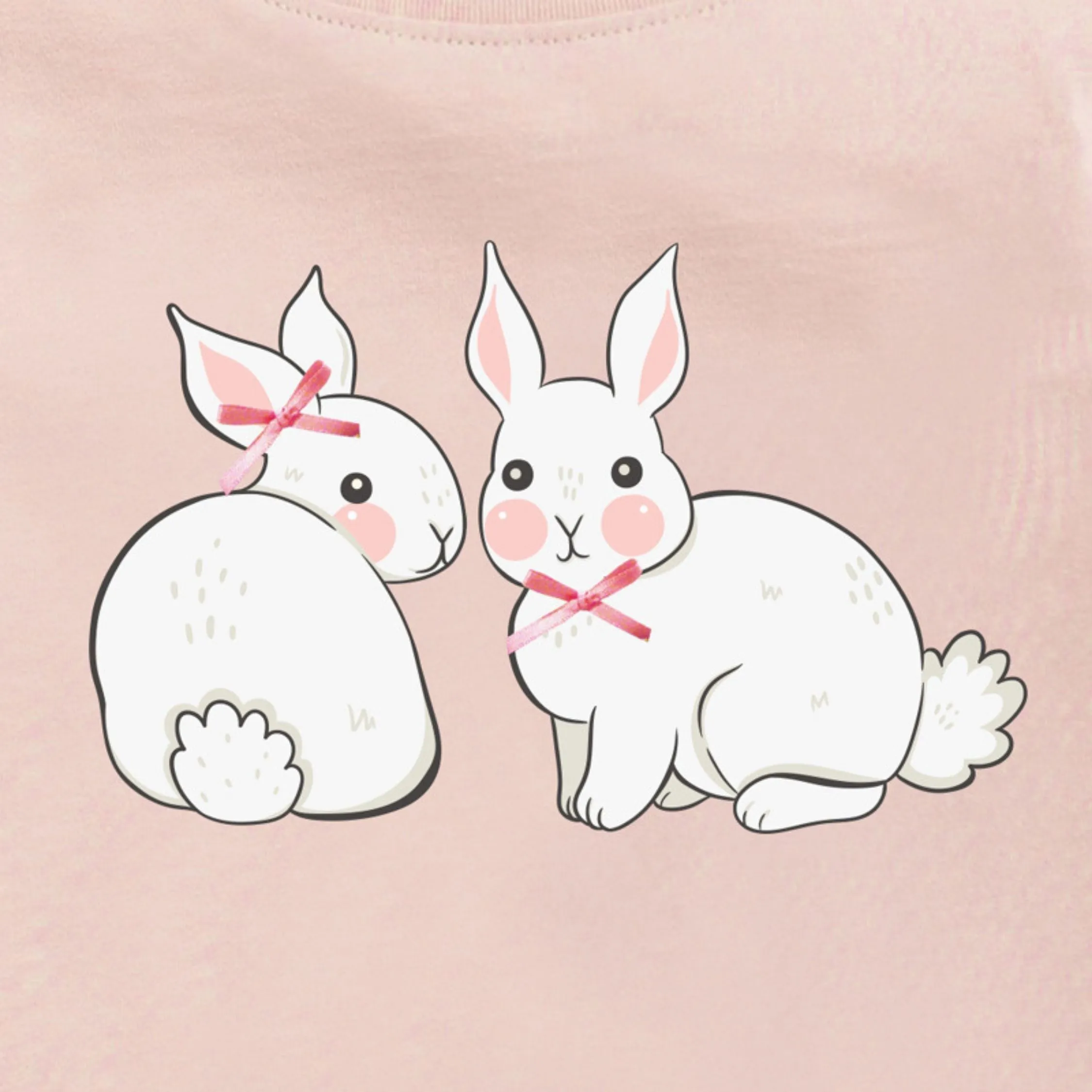 Full Sleeve Cute Bunnies Theme T-Shirt & Trouser Girls 2 Piece Outfit Set, Pink