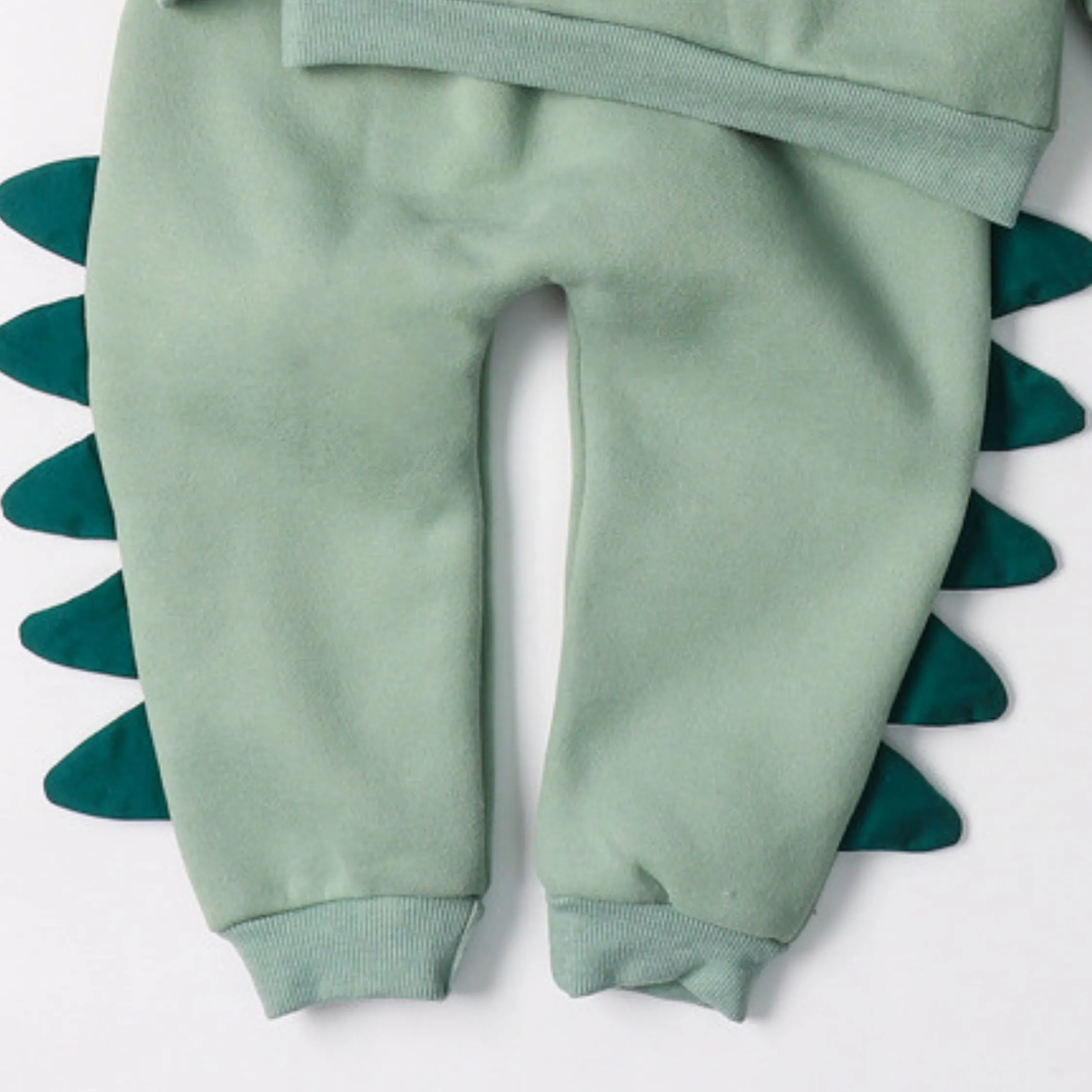 Full Sleeve Dino Theme Sweetshirt & Trouser Boys 2 Piece Outfit Set, Green