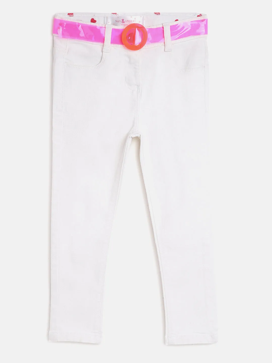 Girls White Slim Fit Jeans