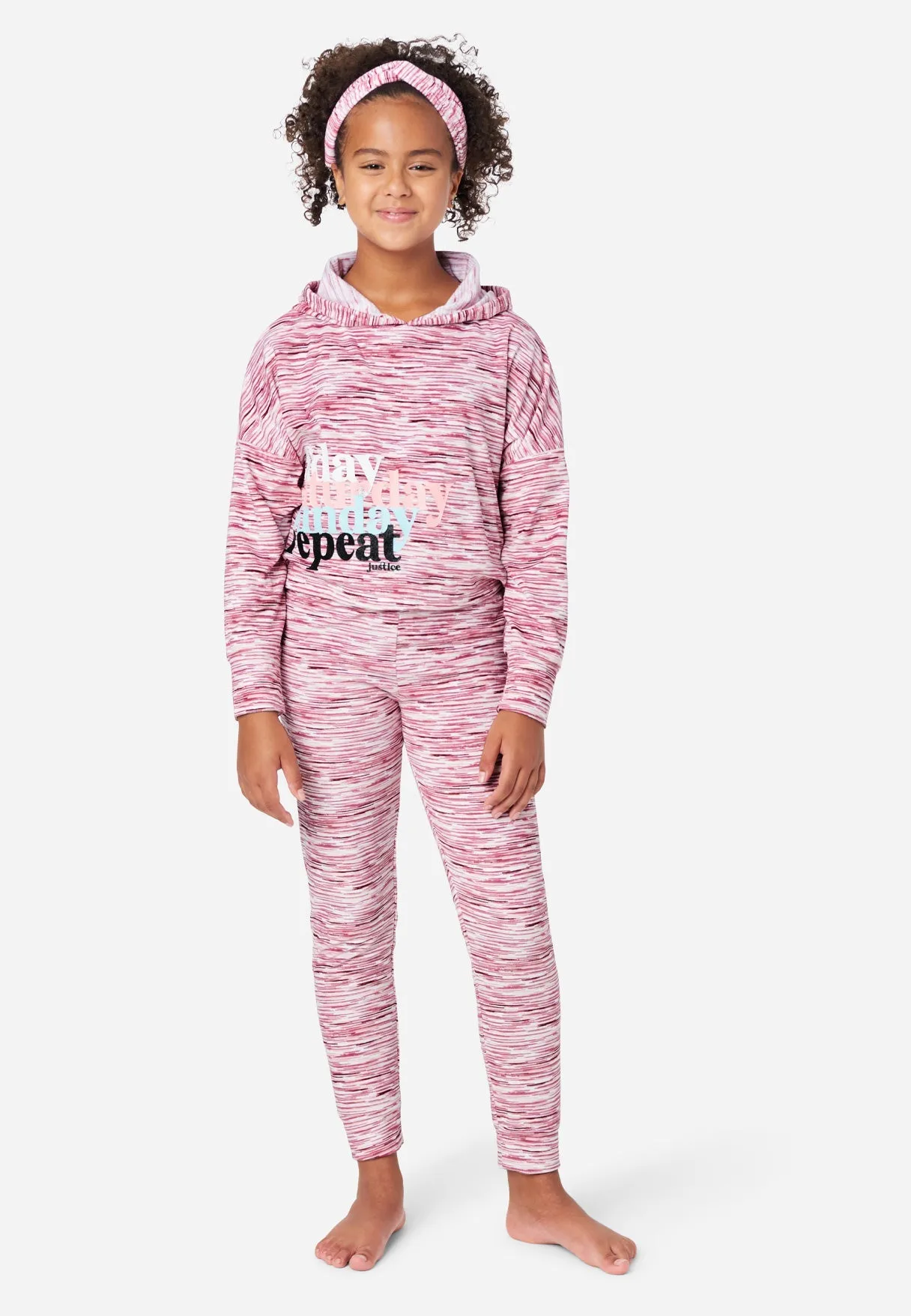 Graphic Space-Dyed Hoodie Pajama Set