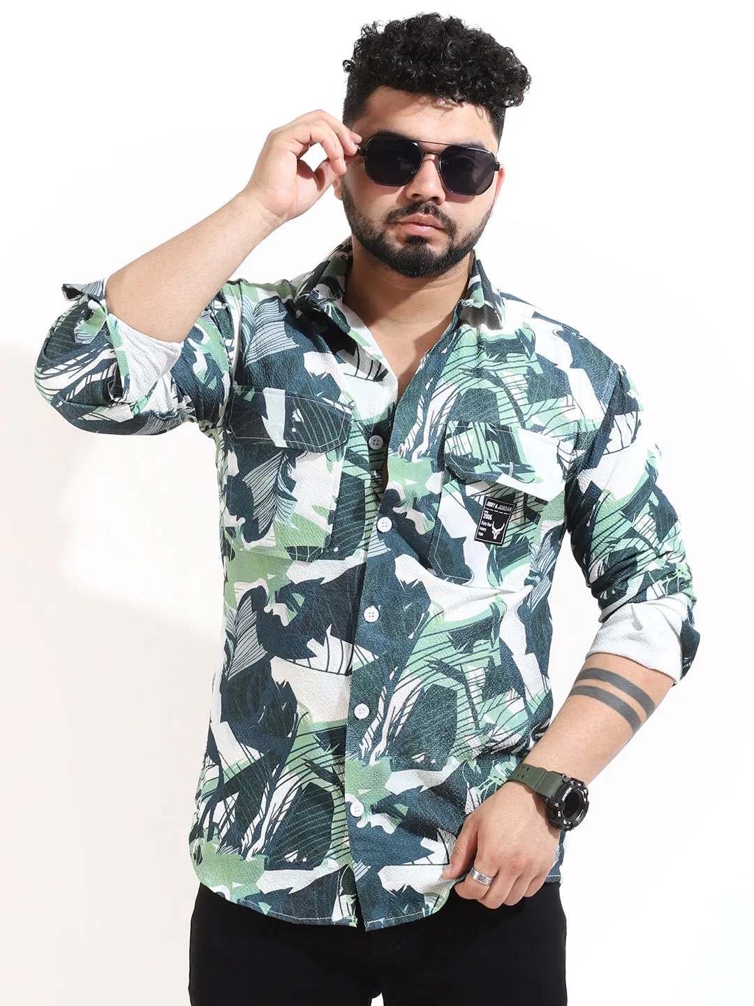 Green Digital Print Shirt