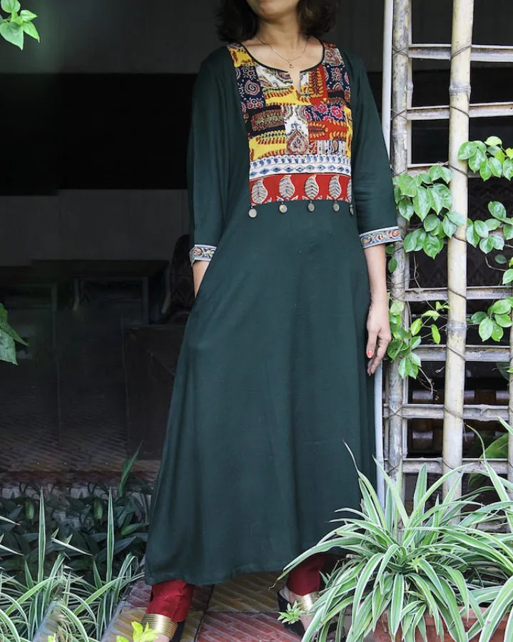 Green Laila Patchwork Kurta