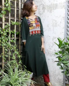 Green Laila Patchwork Kurta