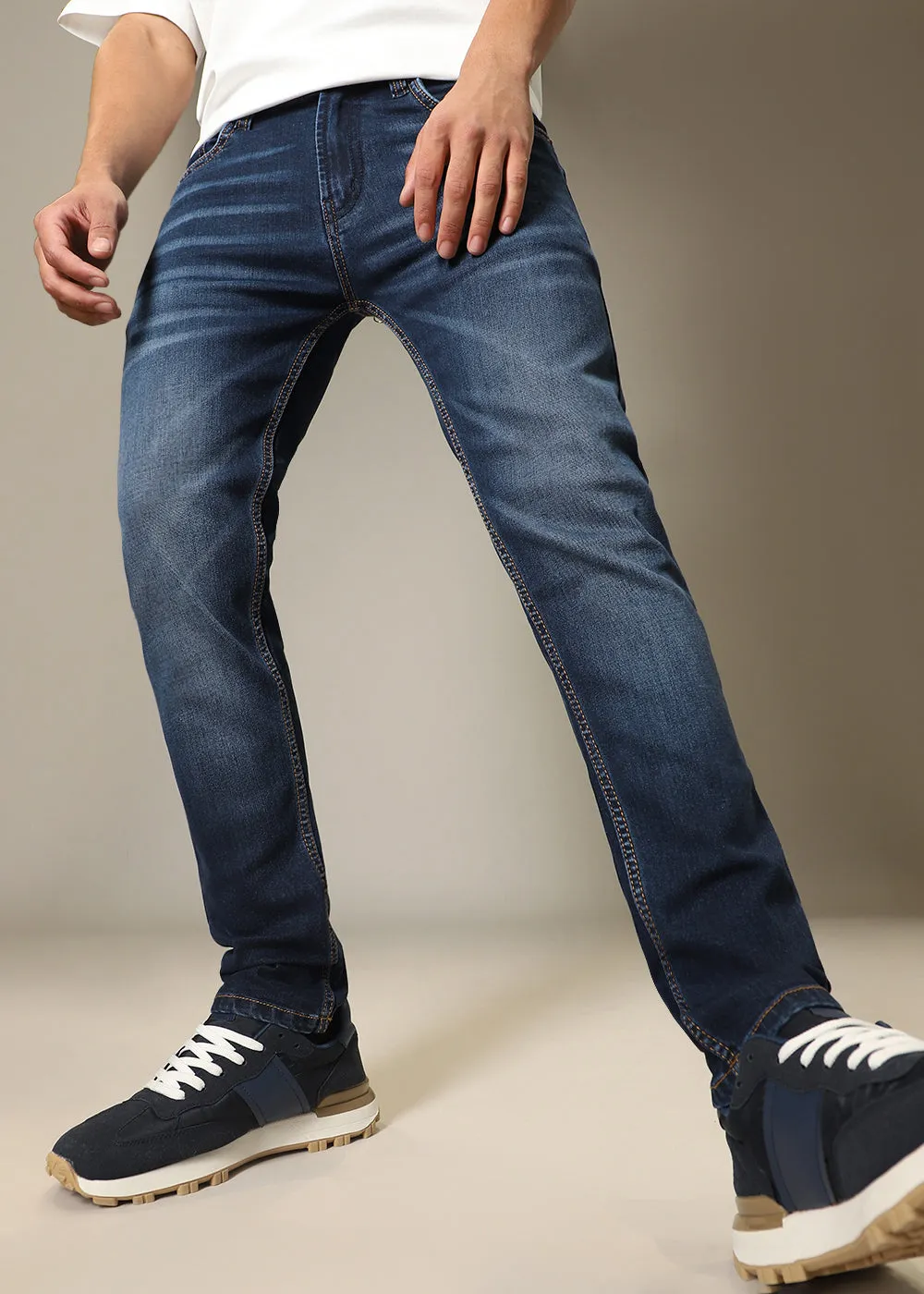 Grunge Blue Slim fit Jeans