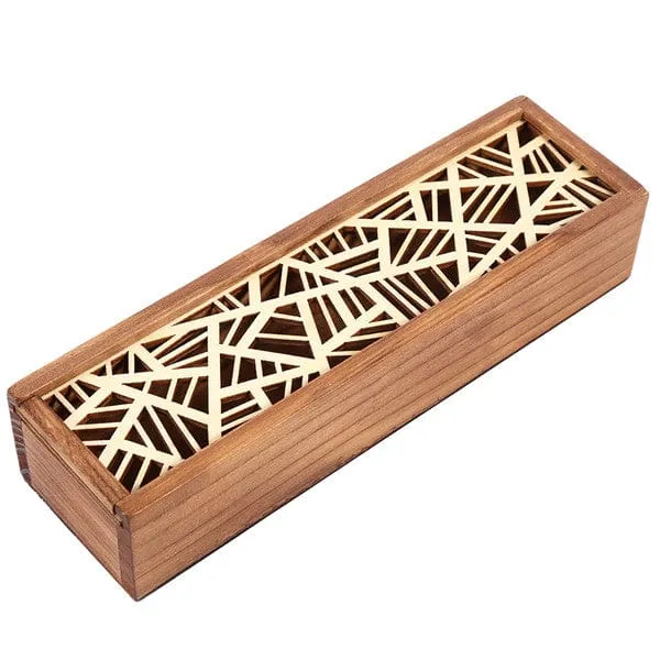 Hollow Laser cut Wood Pencil Case Storage Box Creative Students 4 Designs