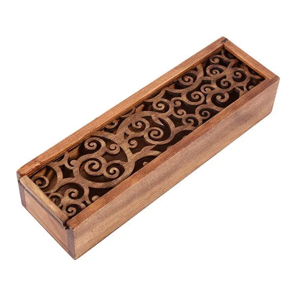 Hollow Laser cut Wood Pencil Case Storage Box Creative Students 4 Designs