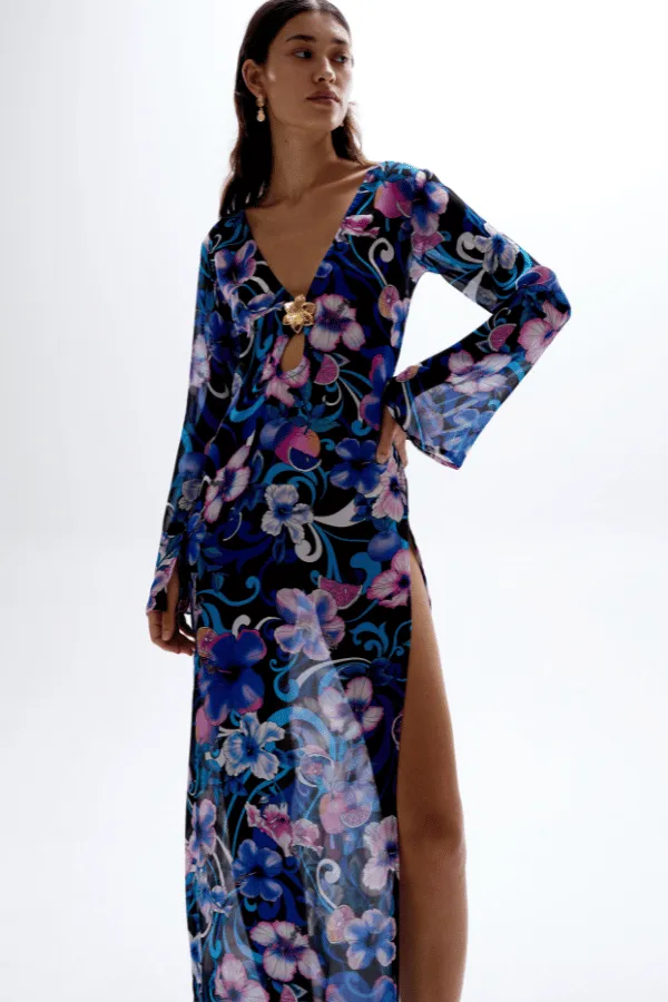 Hotline Maxi Dress Hibiscus Blue