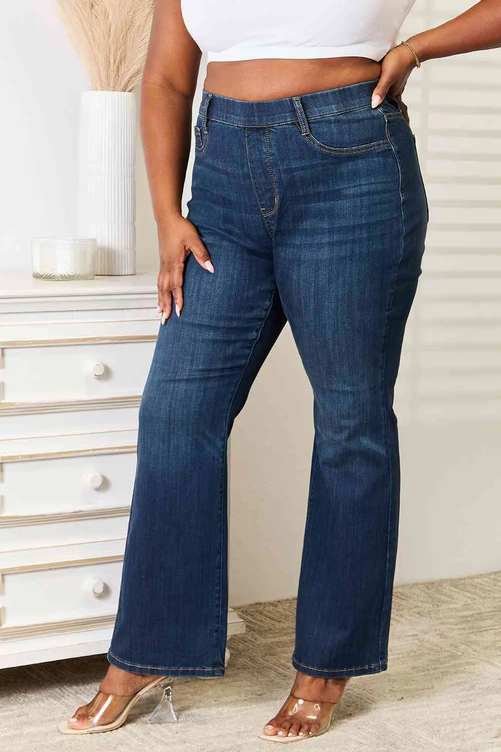 Judy Blue High Waist Vintage Pull On Slim Bootcut Jeans