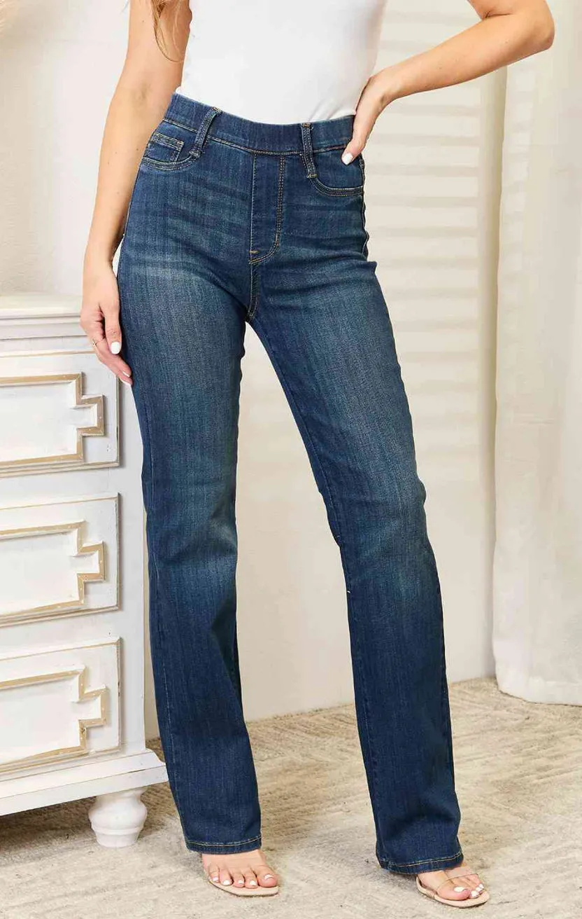 Judy Blue High Waist Vintage Pull On Slim Bootcut Jeans