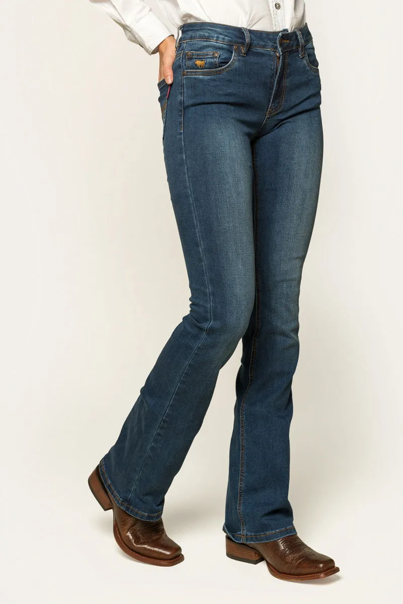 Katherine Womens Mid Rise Bootleg Jean - Classic Blue