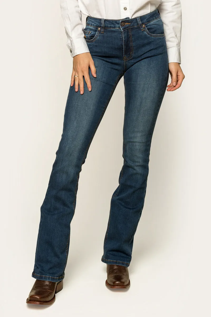 Katherine Womens Mid Rise Bootleg Jean - Classic Blue