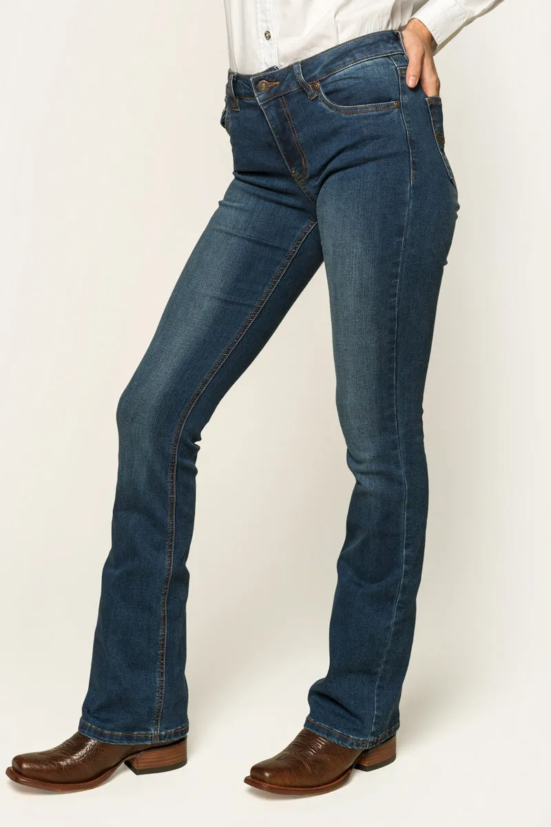 Katherine Womens Mid Rise Bootleg Jean - Classic Blue