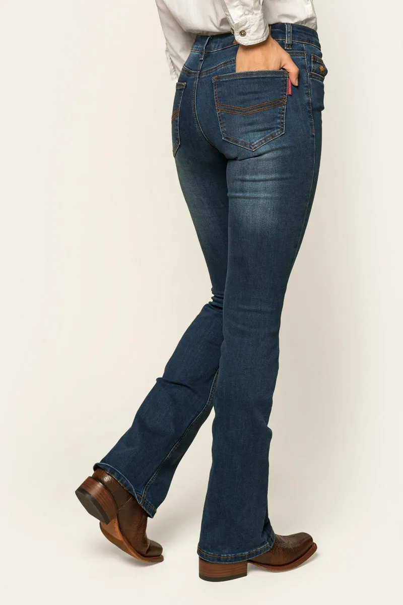 Katherine Womens Mid Rise Bootleg Jean - Classic Blue