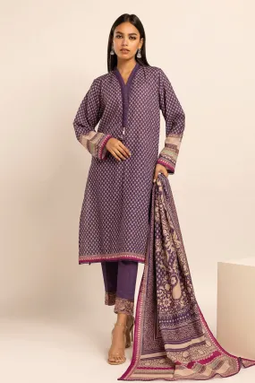 Khaadi Unstitched Embroidered Khaddar 3-Piece Suit - Purple