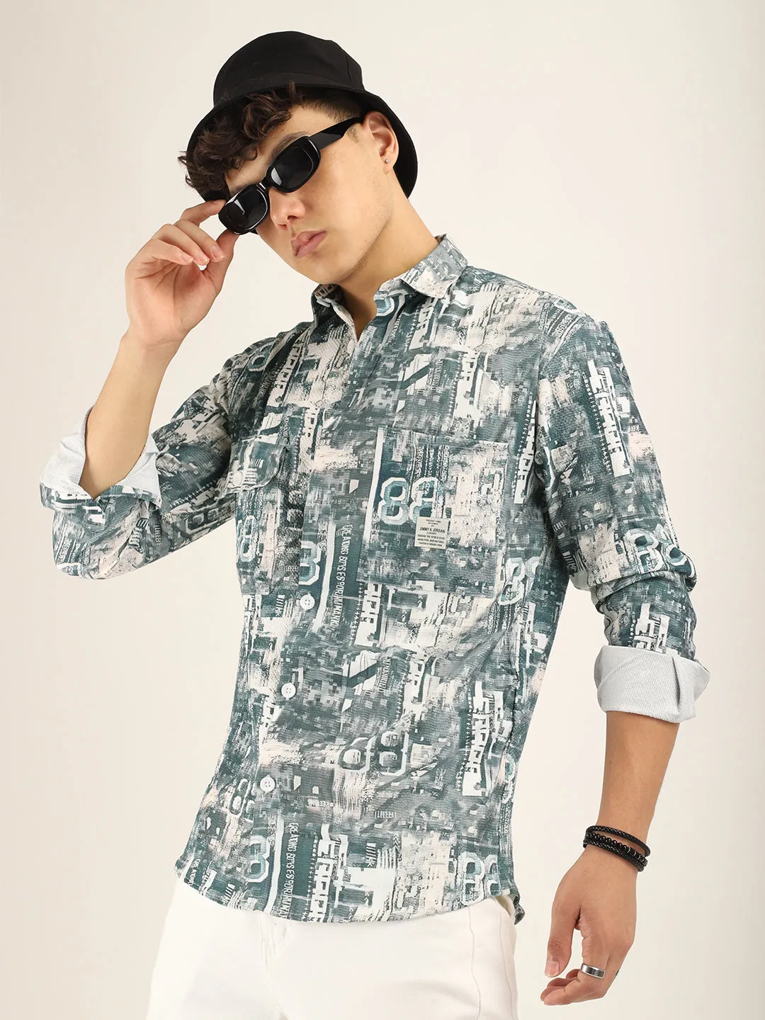 Light Green Digital Print Shirt