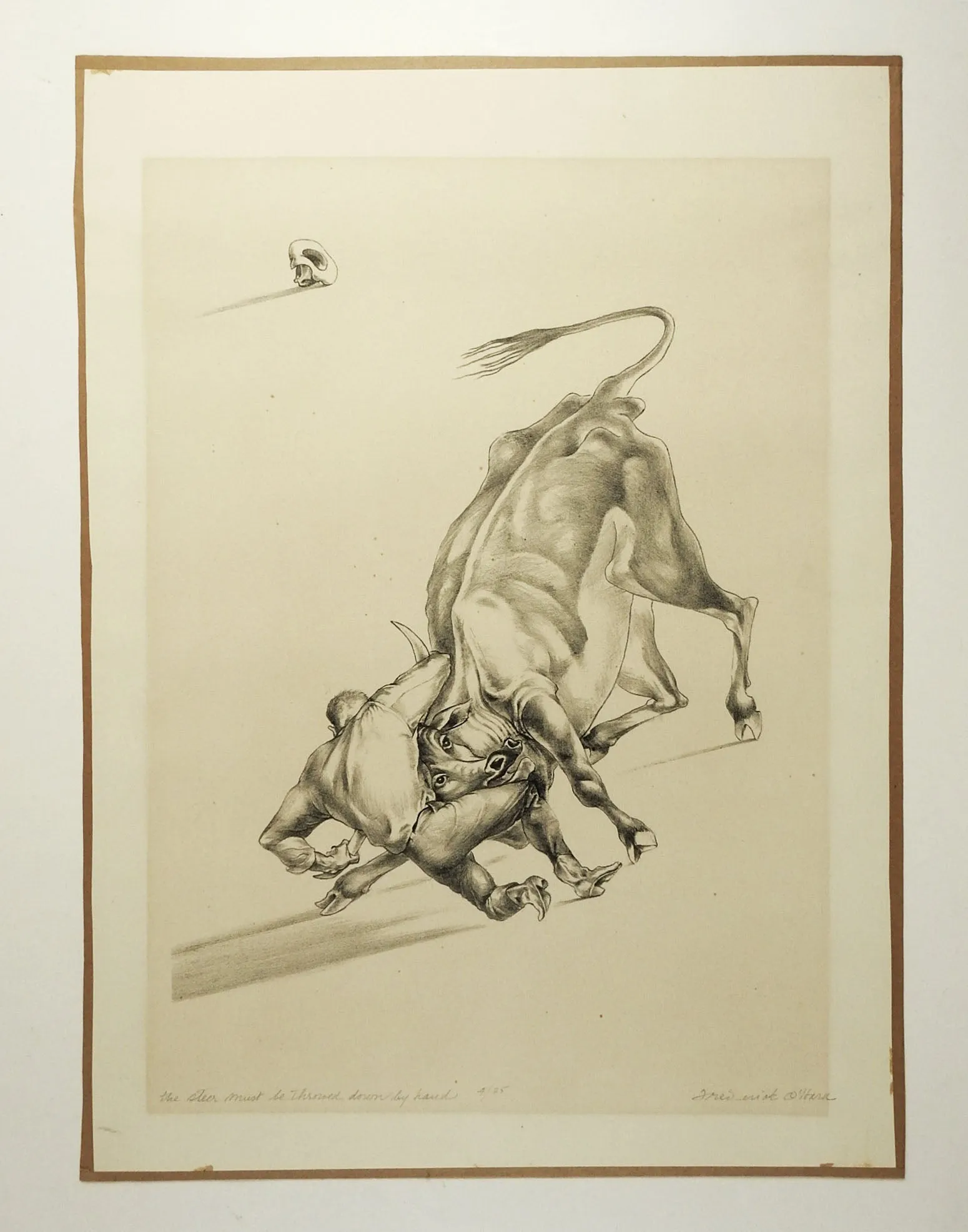 Lithograph of Bull Dogger by Frederick O'Hara