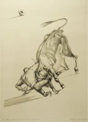 Lithograph of Bull Dogger by Frederick O'Hara