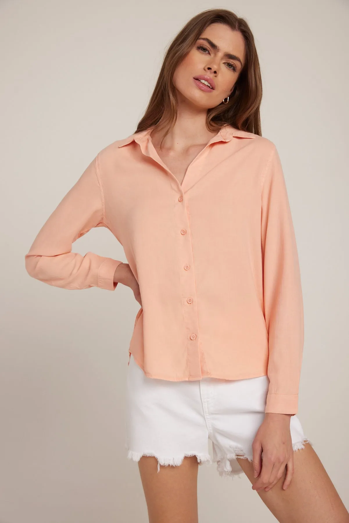 Long Sleeve Classic Button Down - Sunset Coral