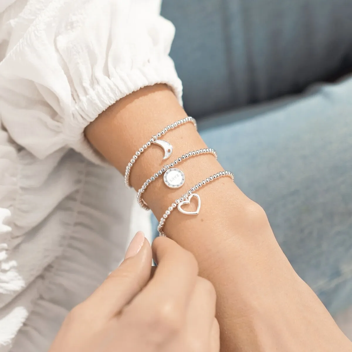 'Love You To The Moon And Back' Celebration Bracelet Set | Silver Plated | 3 Piece