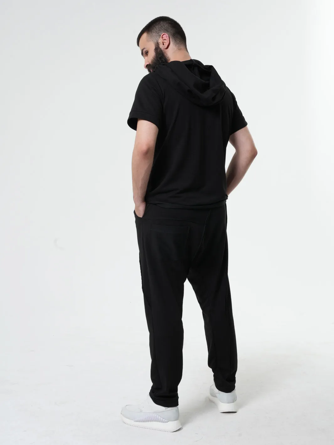 Mens Asymmetric Blouse with Hood