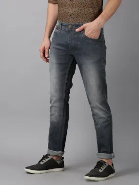 MEN'S DARK GREY FADED WASH SLIM FIT JEANS