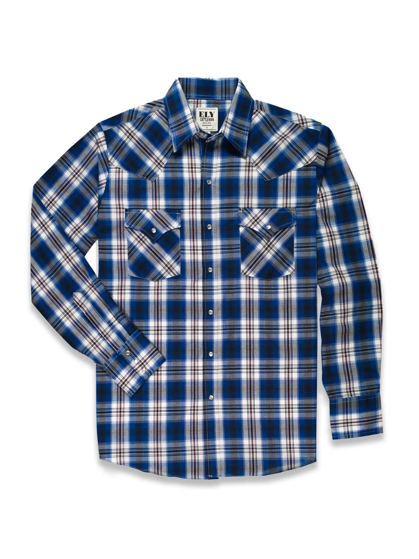 Men's Ely Cattleman Long Sleeve Plaid Western Snap Shirt