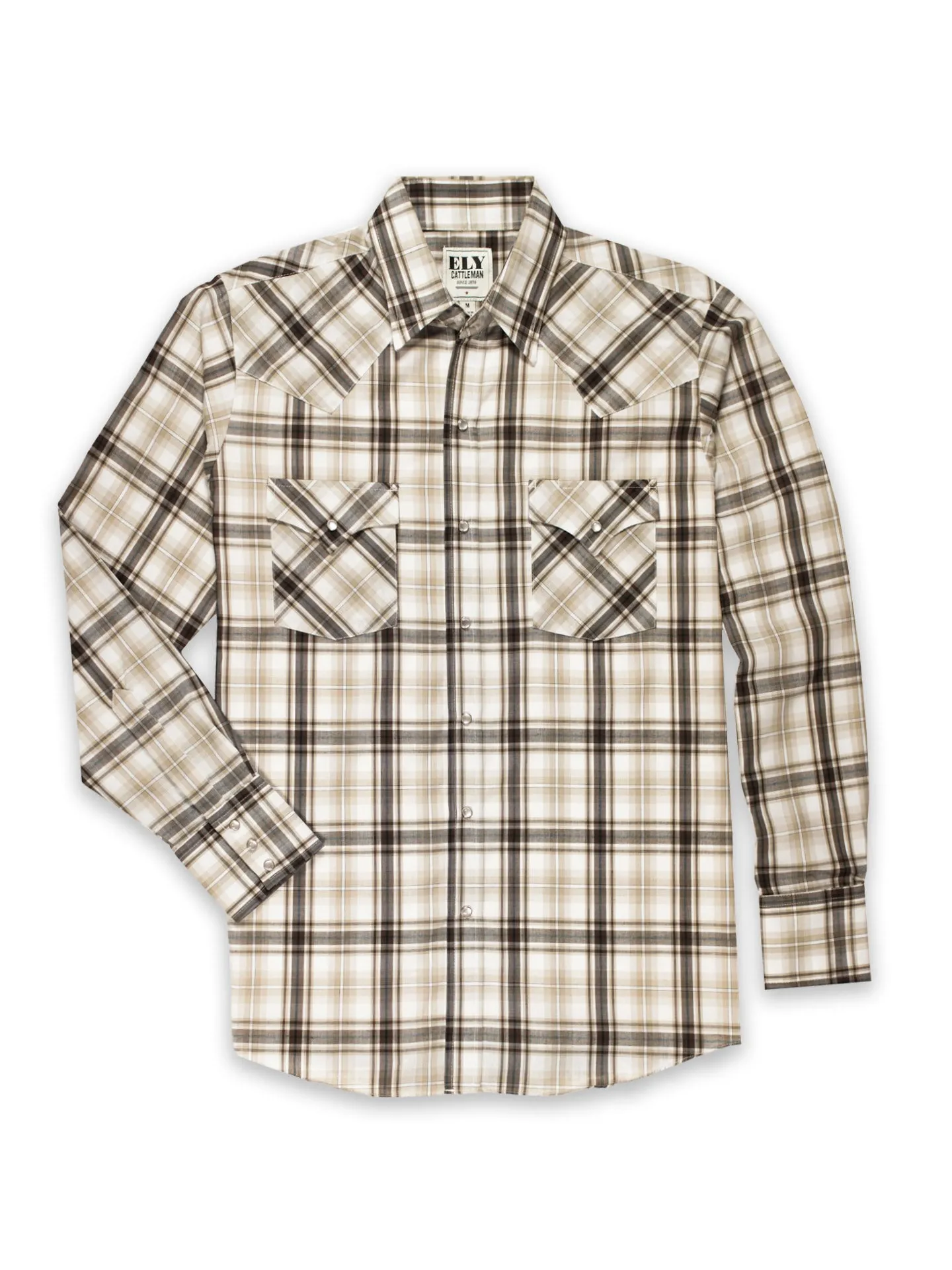 Men's Ely Cattleman Long Sleeve Plaid Western Snap Shirt