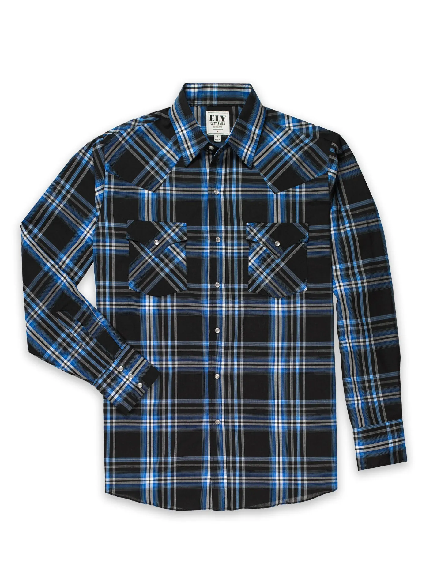 Men's Ely Cattleman Long Sleeve Plaid Western Snap Shirt